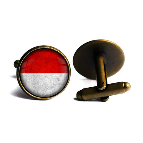 Monaco Monégasque Monacan Flag Antique Bronze Cufflinks