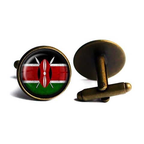 Kenya Kenyan Flag Antique Bronze Cufflinks