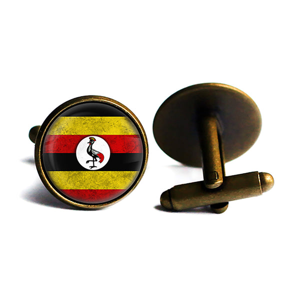 Uganda Ugandan Flag Antique Bronze Cufflinks