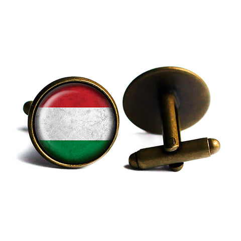 Hungary Hungarian Flag Antique Bronze Cufflinks