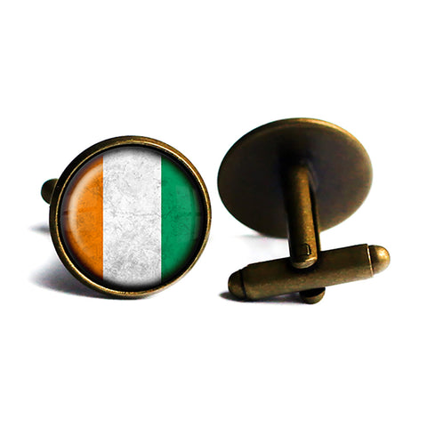 Ivory Coast Côte d'Ivoire Flag Antique Bronze Cufflinks