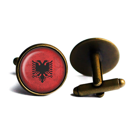 Albania Albanian Flag Antique Bronze Cufflinks