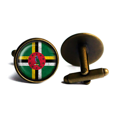 Dominica Dominican Dominiquais Flag Antique Bronze Cufflinks