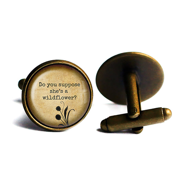 Alice in Wonderland Do you Suppose she's a Wildflower Antique Bronze Cufflinks