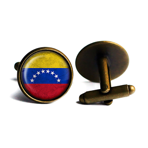 Venezuela Venezuelan Flag Antique Bronze Cufflinks