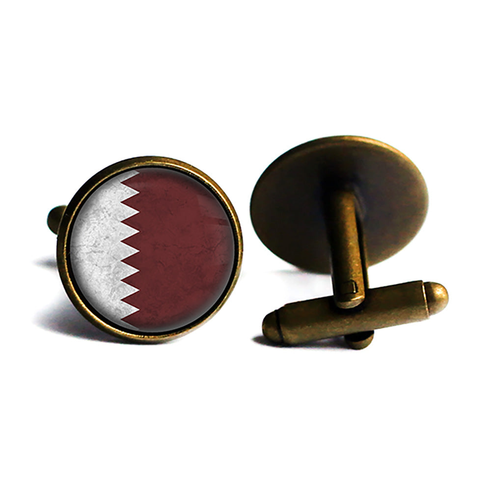 Qatar Qatari Flag Antique Bronze Cufflinks