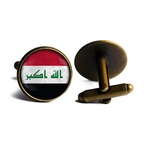 Iraq Iraqi Flag Antique Bronze Cufflinks