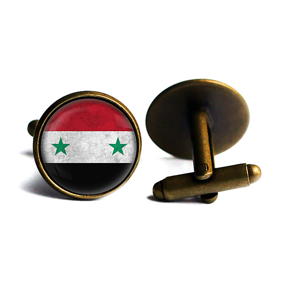 Syria Syrian Flag Antique Bronze Cufflinks