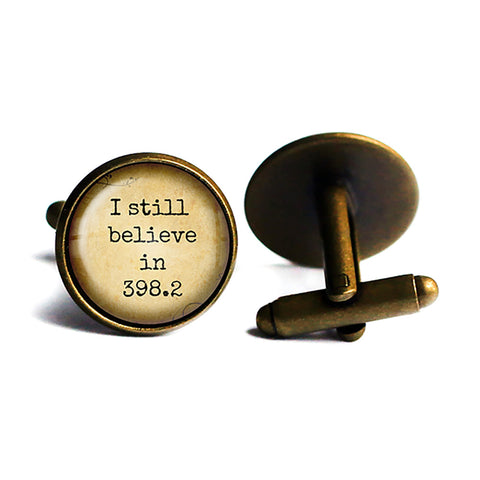 Fairytale I still believe in 398.2 Dewey Decimal System Antique Bronze Cufflinks