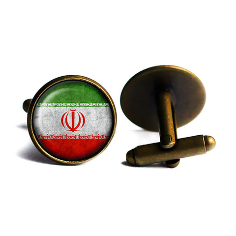 Iran Iranian Flag Antique Bronze Cufflinks