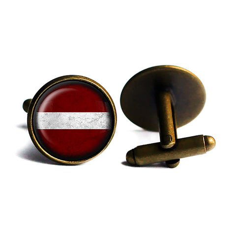 Latvia Latvian Flag Antique Bronze Cufflinks