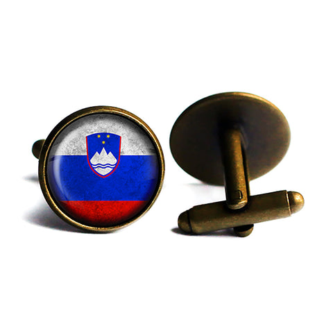 Slovenia Slovenian Flag Antique Bronze Cufflinks