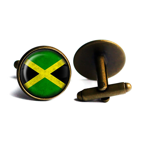 Jamaica Jamaican Flag Antique Bronze Cufflinks