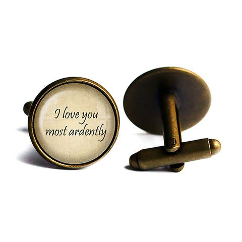 Jane Austen I love You Most Ardently Antique Bronze Cufflinks