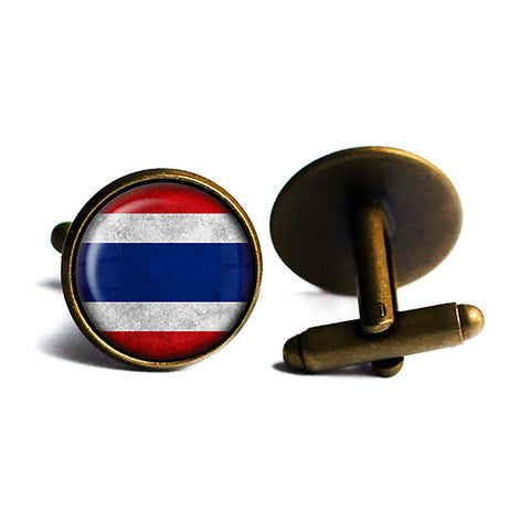 Thailand Thai Flag Antique Bronze Cufflinks