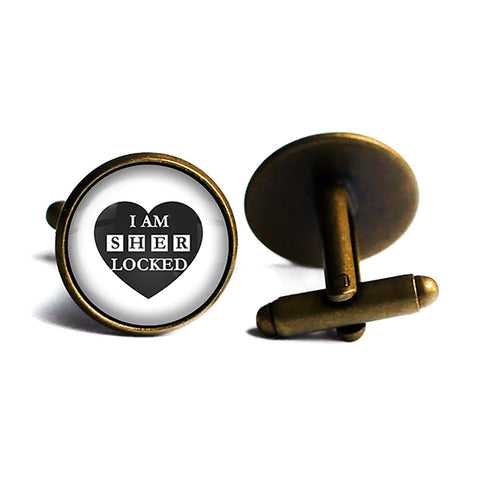 Sherlock Holmes I am Sherlocked Antique Bronze Cufflinks