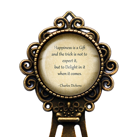 Charles Dickens Happiness is a Gift Delight Bronze Bookmark