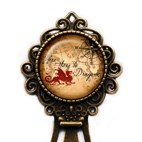 Ancient Map Here there be Dragons Bronze Bookmark