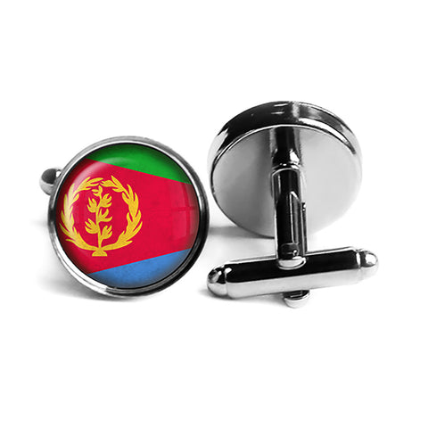 State of Eritrea Flag Rhodium Silver Cufflinks