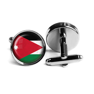 Kingdom of Jordan Jordanian Flag Rhodium Silver Cufflinks