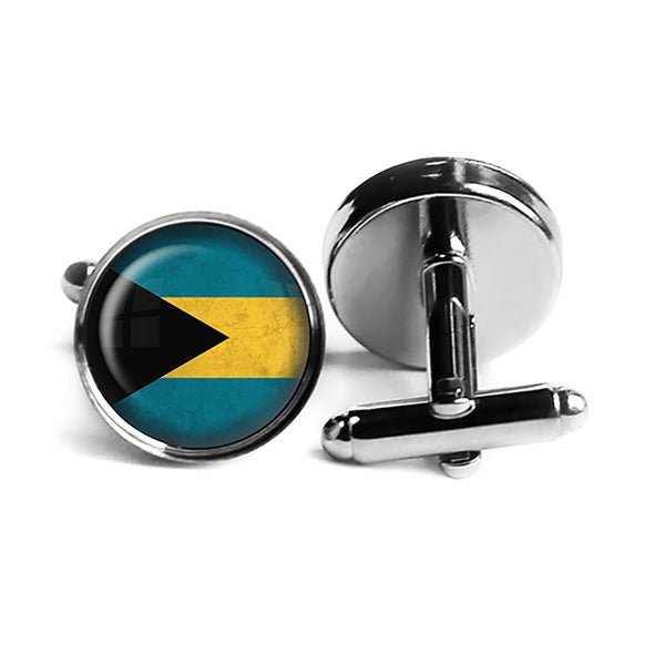 The Bahamas Bahamian Flag Rhodium Silver Cufflinks