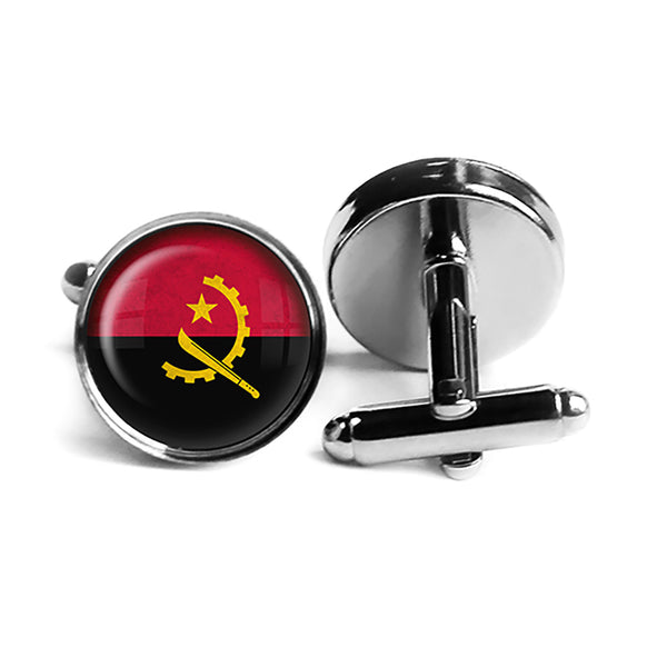 Republic of Angola Angolan Flag Rhodium Silver Cufflinks