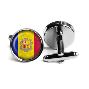 Principality of Andorra Andorran Flag Rhodium Silver Cufflinks