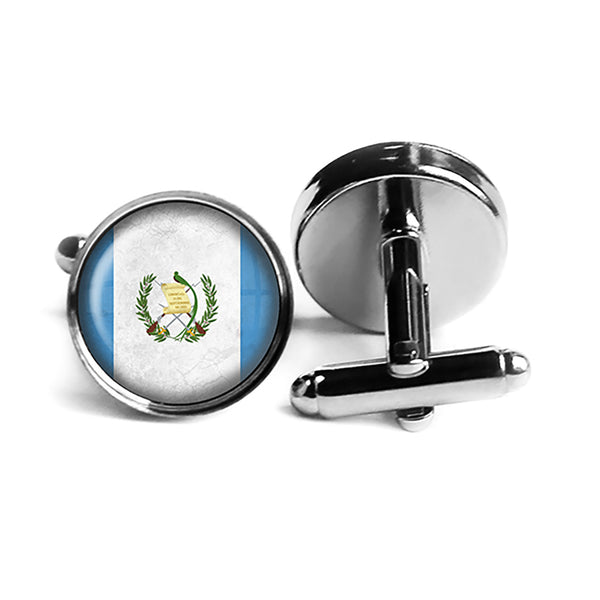 Republic of Guatemala Guatemalan Flag Rhodium Silver Cufflinks