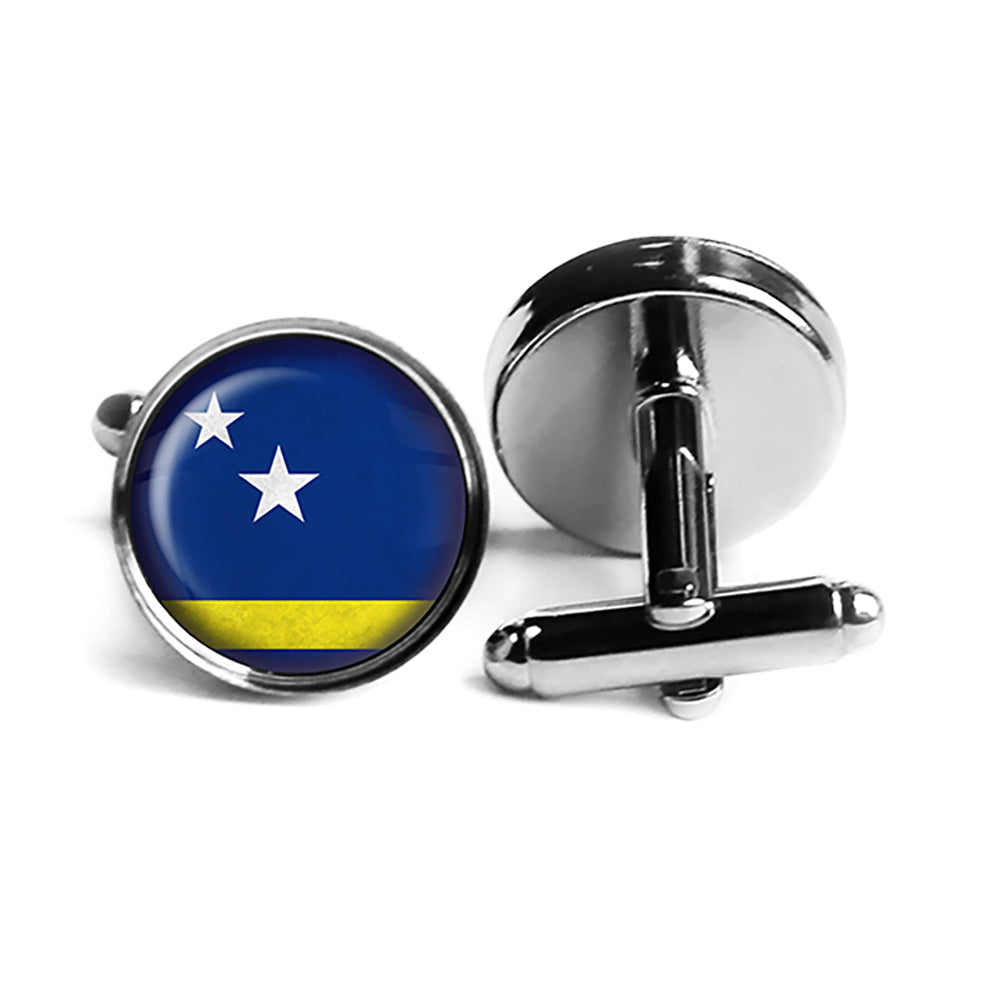 Curacao Curaçaoan Flag Rhodium Silver Cufflinks