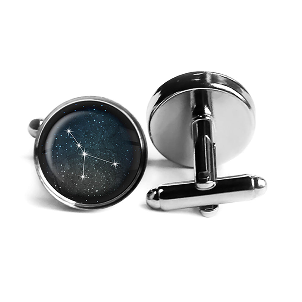 Zodiac Symbol Astrology Cancer Star Constellation Rhodium Silver Cufflinks