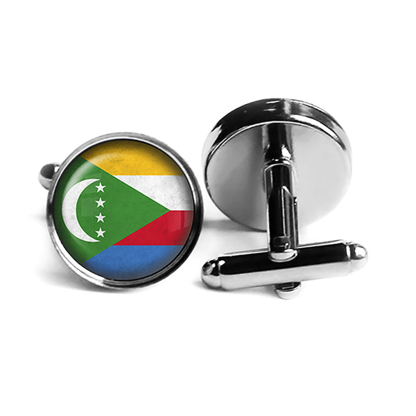 Union of the Comoros Comorian Flag Rhodium Silver Cufflinks