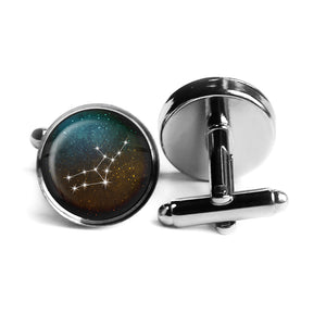 Zodiac Symbol Astrology Virgo Star Constellation Rhodium Silver Cufflinks