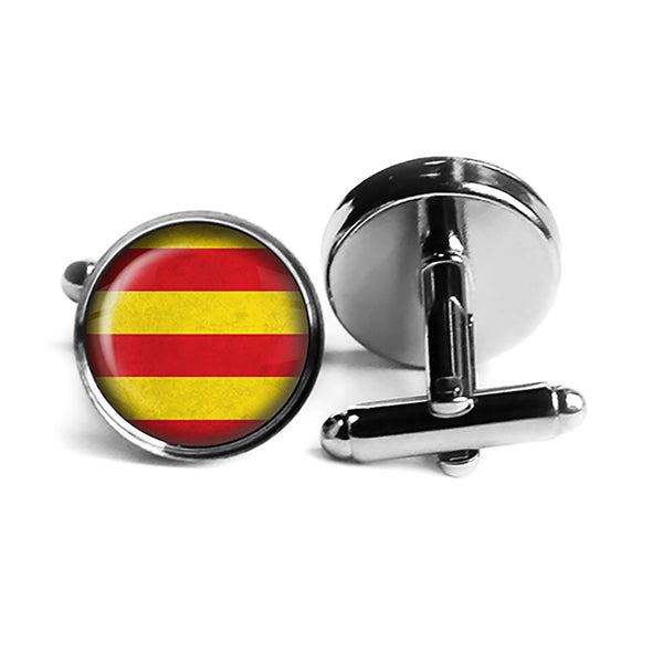 Catalonia Catalonian Flag Rhodium Silver Cufflinks