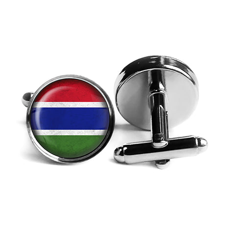 Republic of The Gambia Gambian Flag Rhodium Silver Cufflinks