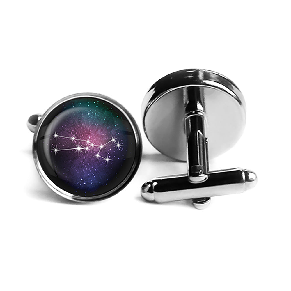 Zodiac Symbol Astrology Taurus Star Constellation Rhodium Silver Cufflinks