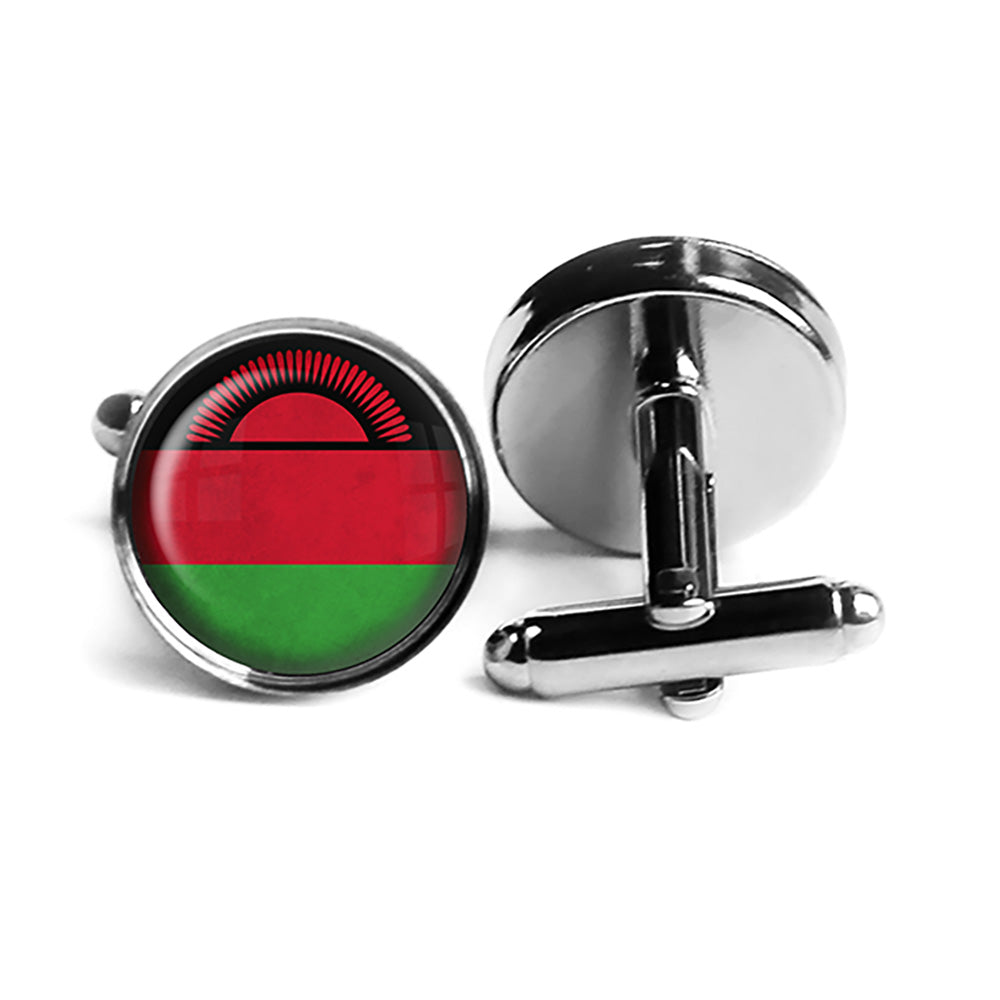 Republic of Malawi Malawian Flag Rhodium Silver Cufflinks