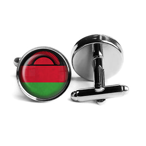 Republic of Malawi Malawian Flag Rhodium Silver Cufflinks