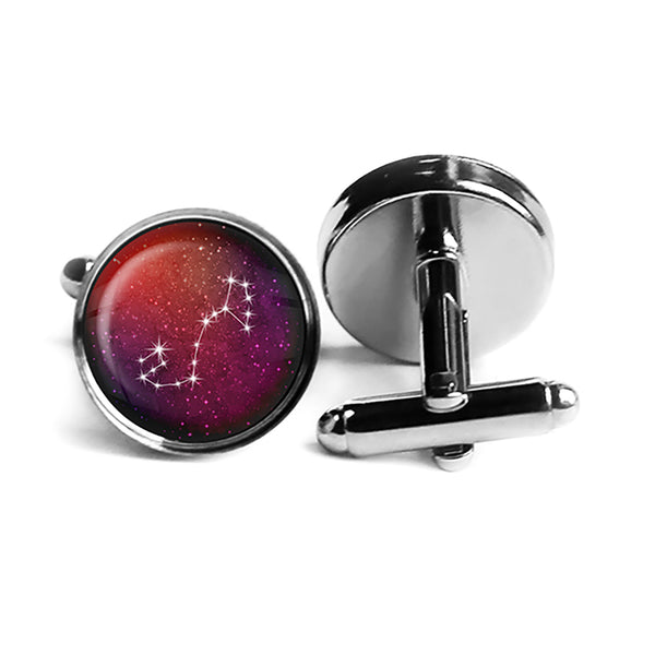 Zodiac Symbol Astrology Scorpio Star Star Constellation Rhodium Silver Cufflinks