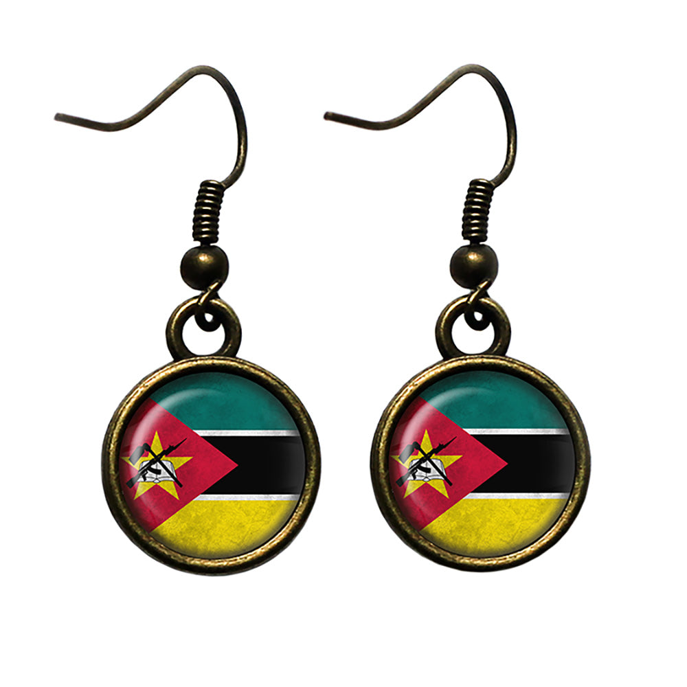 Republic of Mozambique Mozambican Flag Antique Bronze Earrings