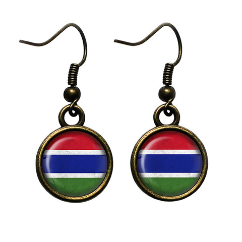 Republic of The Gambia Gambian Flag Antique Bronze Earrings