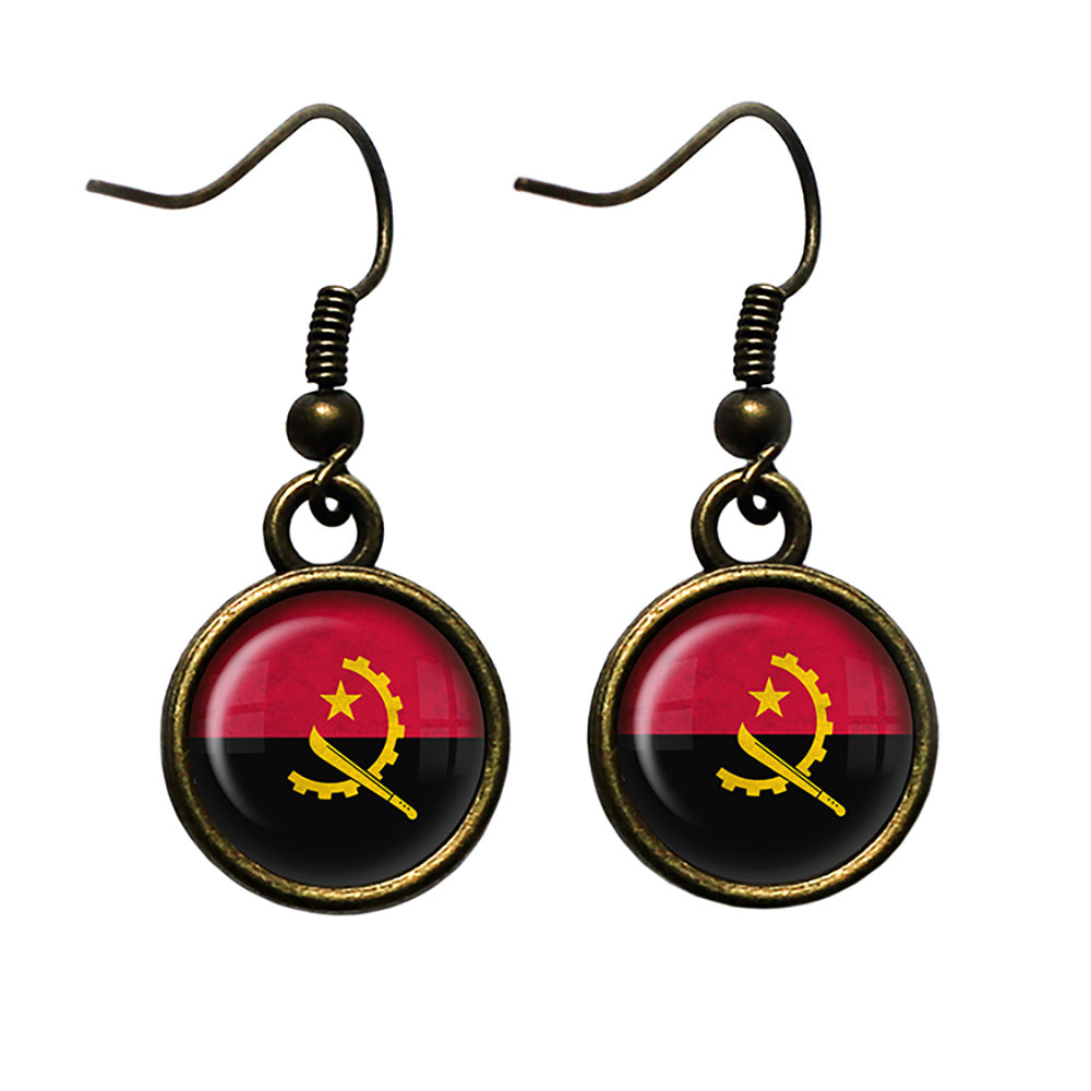 Republic of Angola Angolan Flag Antique Bronze Earrings