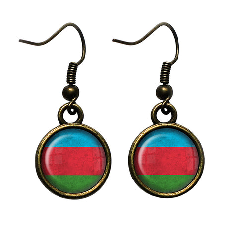 Republic of Azerbaijan Flag Antique Bronze Earrings