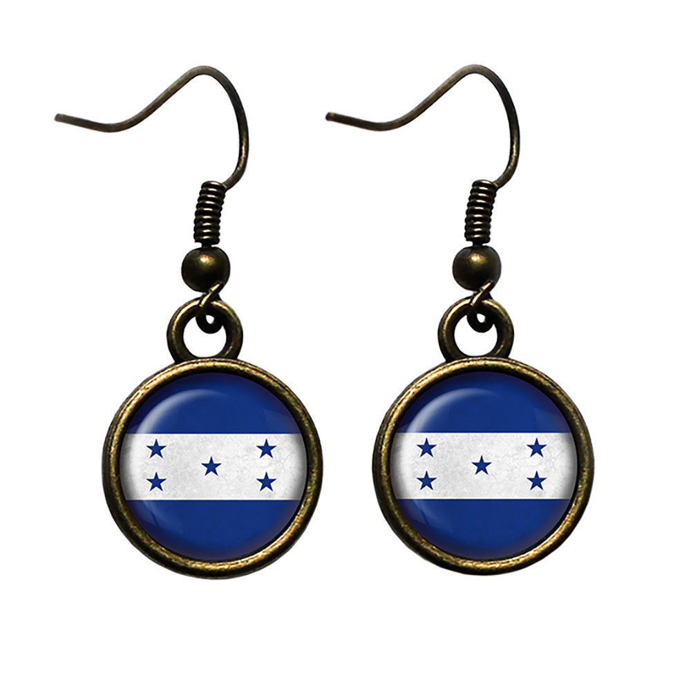 Republic of Honduras Honduran Flag Antique Bronze Earrings