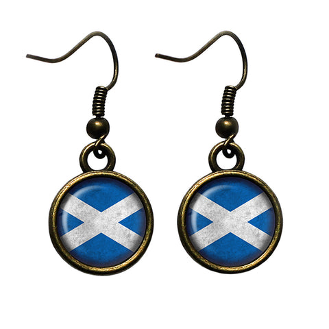 Scotland Scottish Flag Antique Bronze Earrings