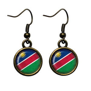 Republic of Namibia Namibian Flag Antique Bronze Earrings