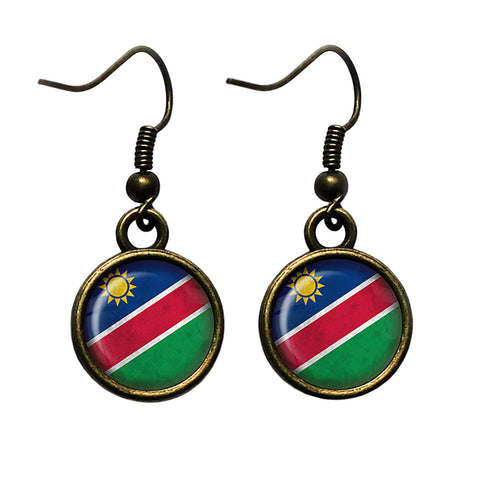 Republic of Namibia Namibian Flag Antique Bronze Earrings