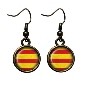 Catalonia Catalonian Flag Antique Bronze Earrings