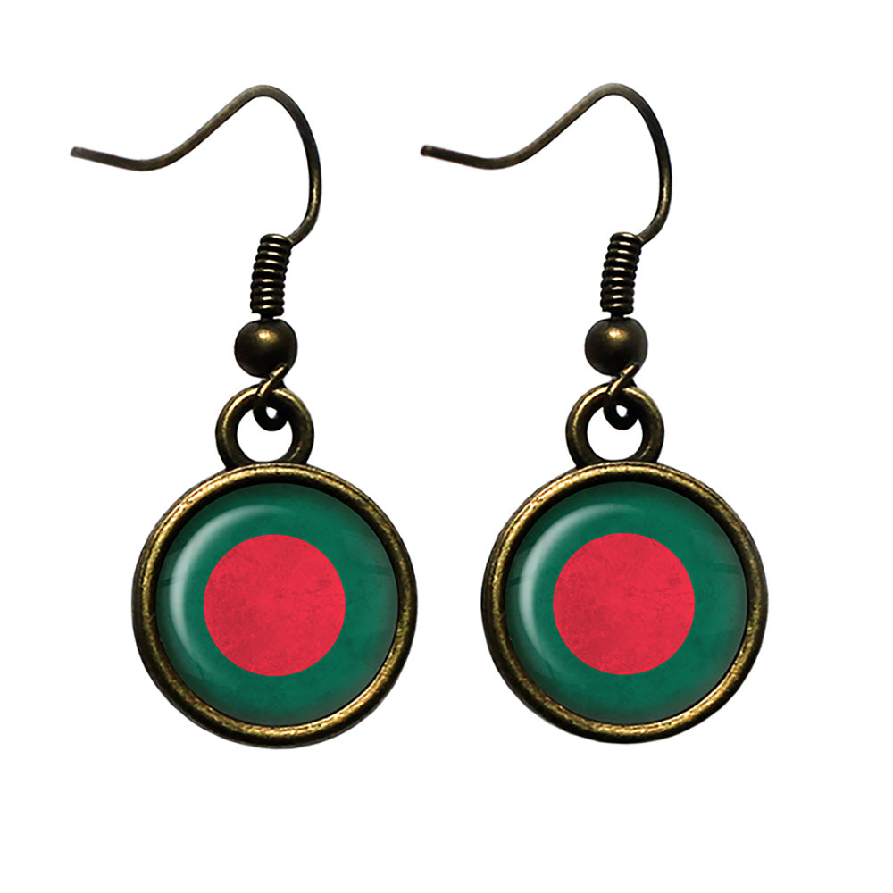 Bangladesh Bangladeshi Flag Antique Bronze Earrings