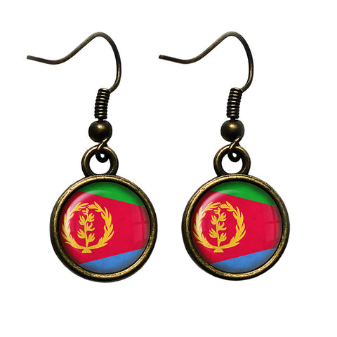 State of Eritrea Flag Antique Bronze Earrings