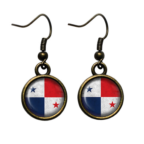 Republic of Panama Panamanian Flag Antique Bronze Earrings